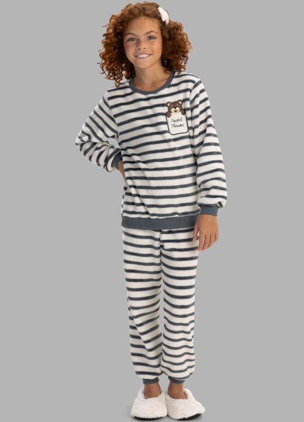 Pijama Infantil em Fleece Unissex - Listrado