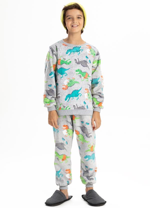Pijama Infantil em Fleece Masculino - Dinossauros