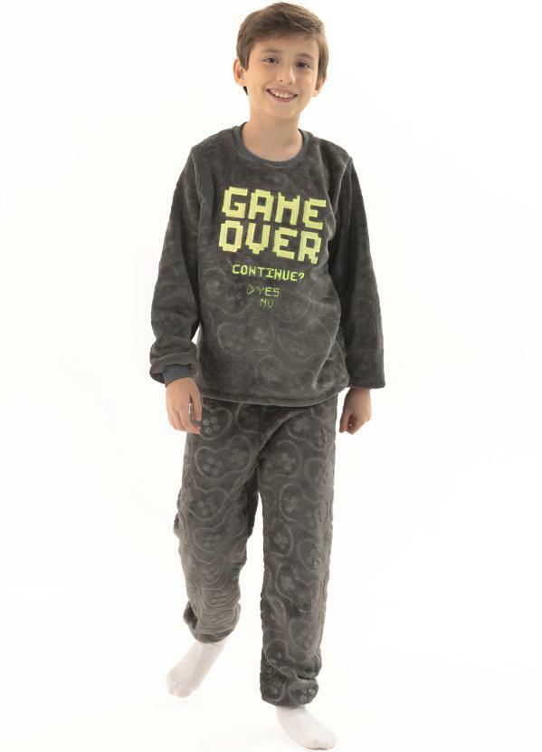 Pijama Infantil em Fleece Masculino - Fase Noturna