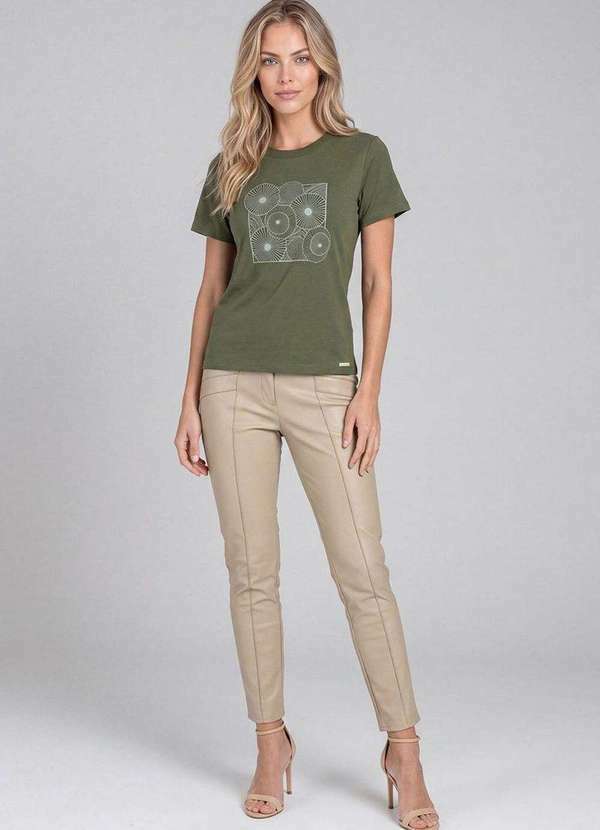 Blusa Feminina em Meia Malha com Retilínea Verde