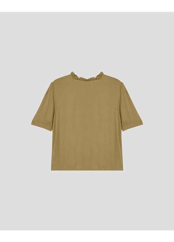 Blusa Feminina em Viscose com Amarração na Gola Begee
