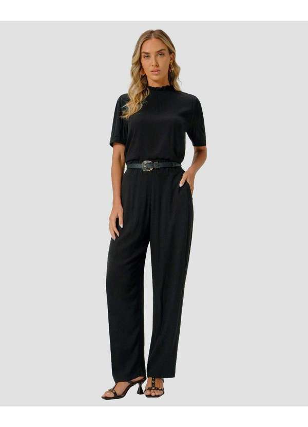 Blusa Feminina em Viscose com Amarração na Gola Preto