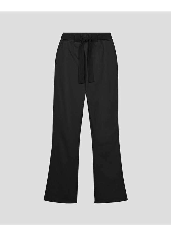 Calça Feminina em Moletom com Faixa e Bolso - Preto