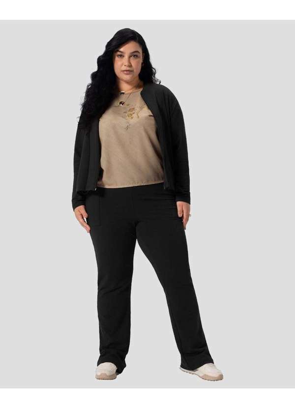 Calça Feminina Plus Size em Molecotton com Bolso Preto