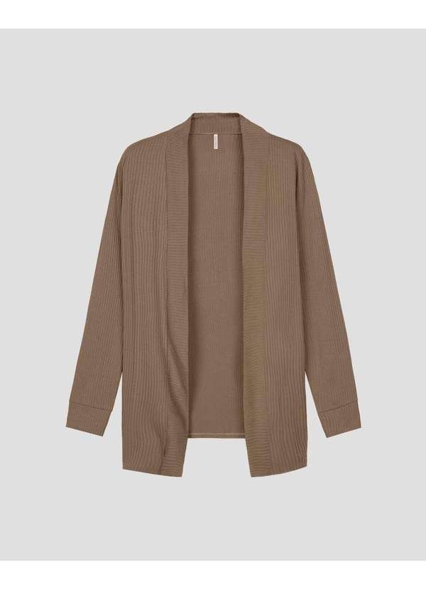 Cardigan Feminino em Viscose Canelada Marrom