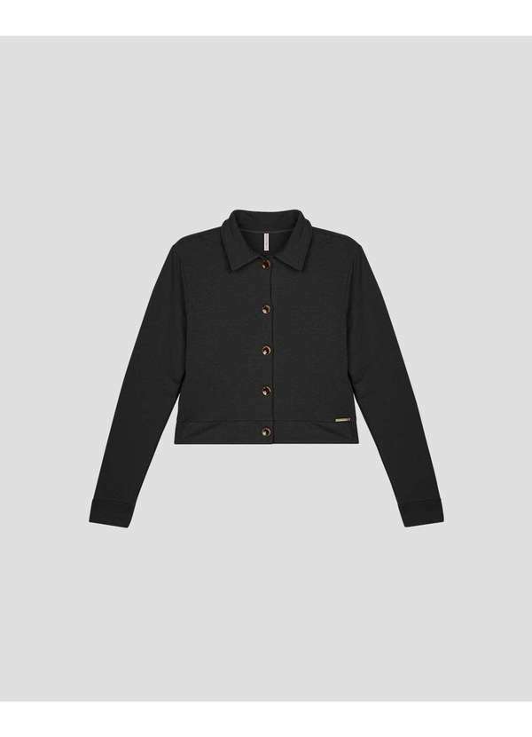 Casaco Feminino em Molecotton com Botões Preto