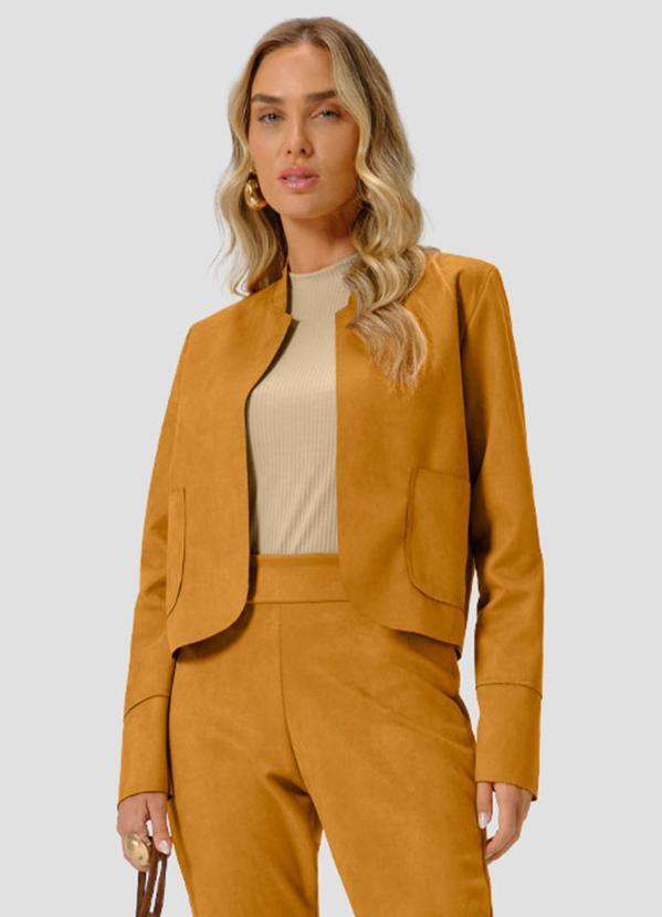 Casaco Feminino Montaria Aveludado Amarelo