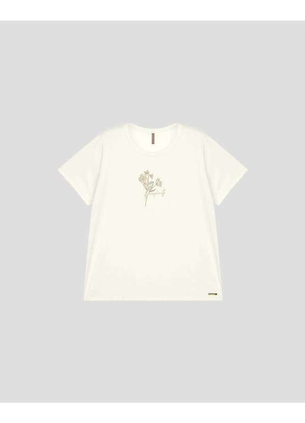 Blusa Feminina Plus Size em Meia Malha com Estampa Branco