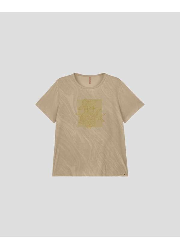 Blusa Feminina Plus Size Manga Curta Estampada - Bege