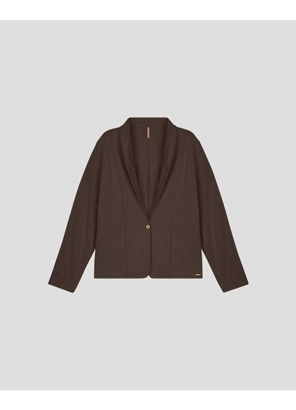 Blazer Feminino Plus Size em Moletinho - Marrom