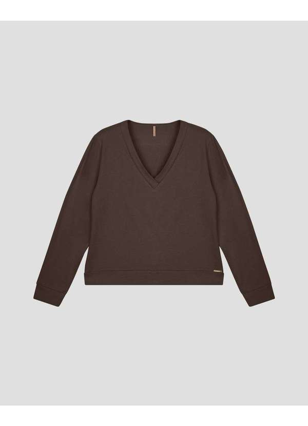 Blusão Feminino Plus Size Moletinho Sarjado Marrom