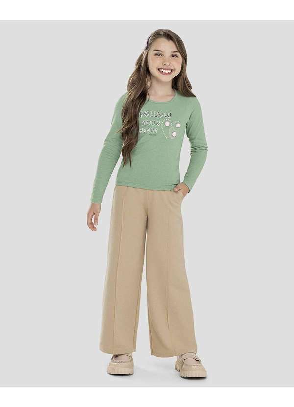 Blusa Infantil Menina Manga Longa com Pompom Verde