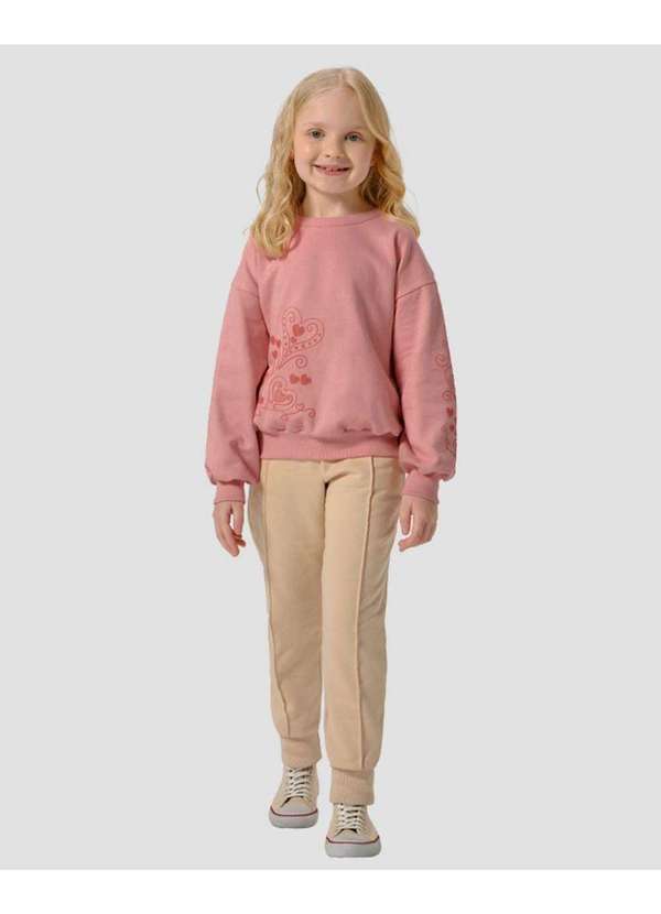 Blusão Infantil Menina com Estampa Mãe e Filha Rosa