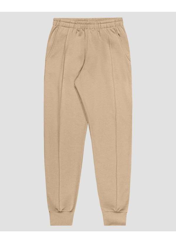 Calça Infantil Menina em Moletom com Bolso Bege