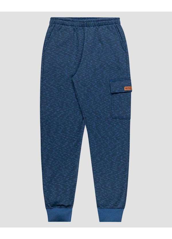 Calça Infantil Menino Moletom com Bolso Lapela Azul