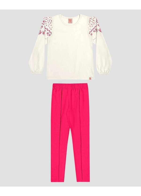 Conjunto Infantil Menina Blusa com Estampa e Legging Branco