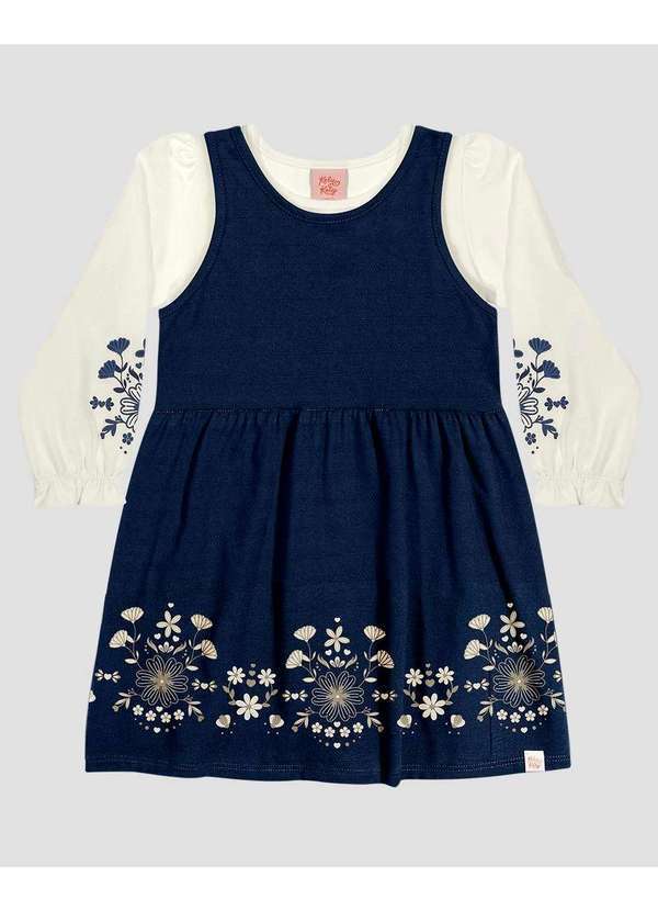 Conjunto Infantil Menina Blusa Manga Longa e Vestido Natural