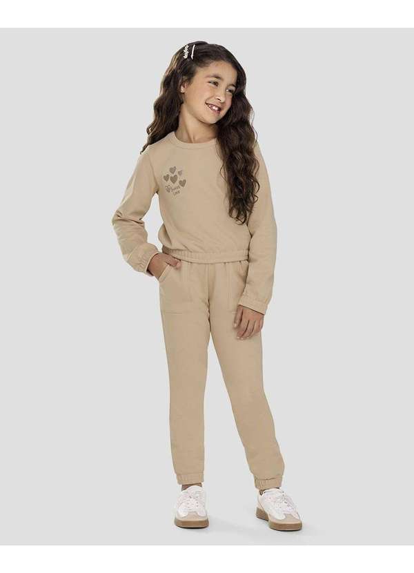Conjunto Infantil Menina Blusão e Calça Bege