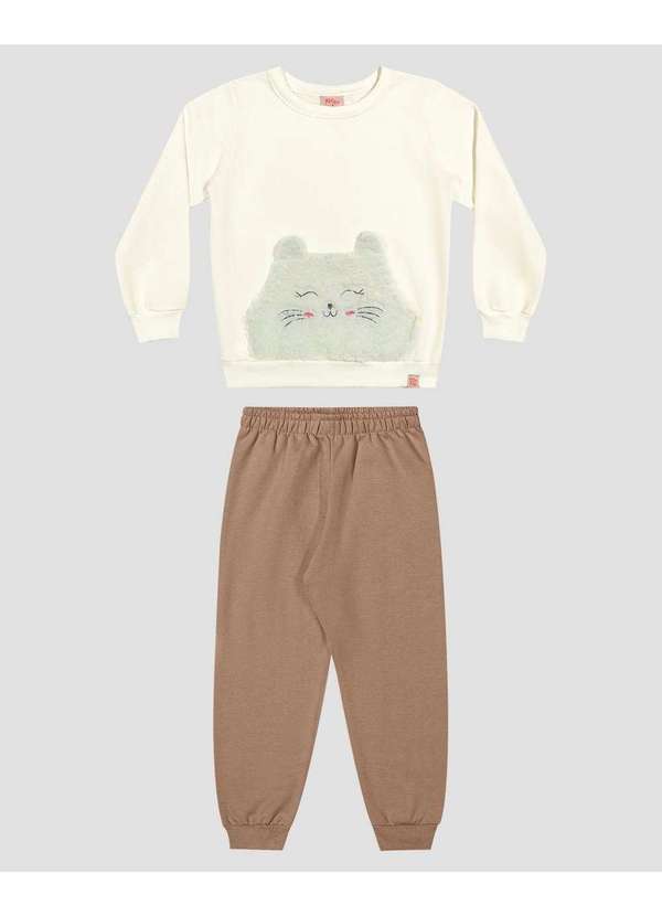 Conjunto Infantil Menina Blusão e Calça em Moletom Branco