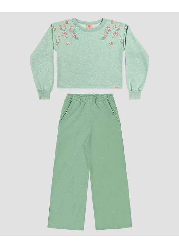 Conjunto Infantil Menina Blusão e Calça Pantalona Verde