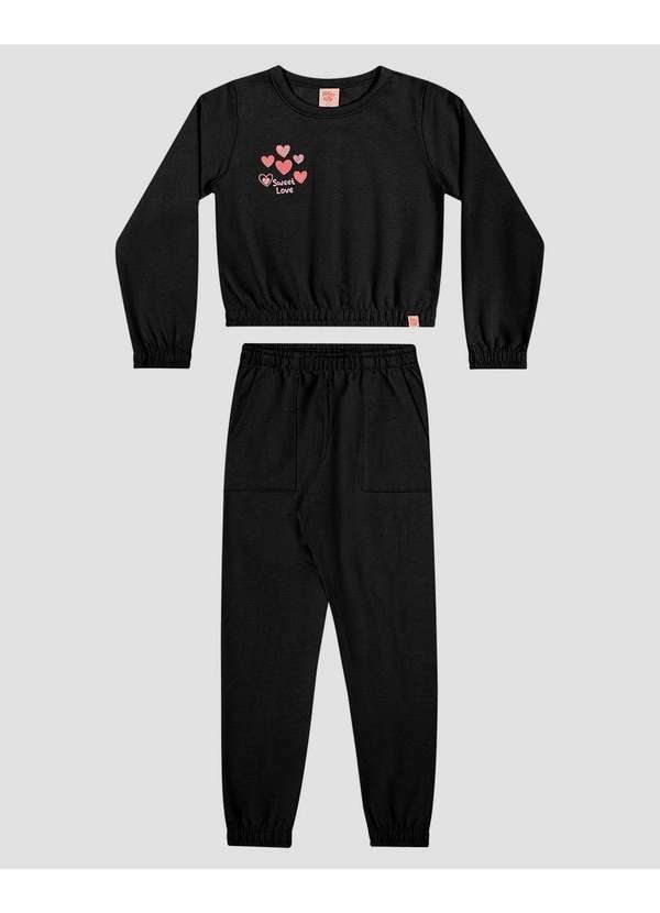 Conjunto Infantil Menina Blusão e Calça Preto