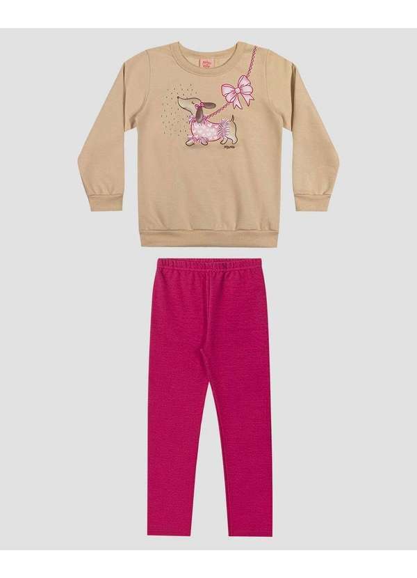 Conjunto Infantil Menina Blusão e Legging Bege