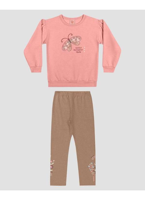 Conjunto Infantil Menina Blusão e Legging Borboletas Rosa