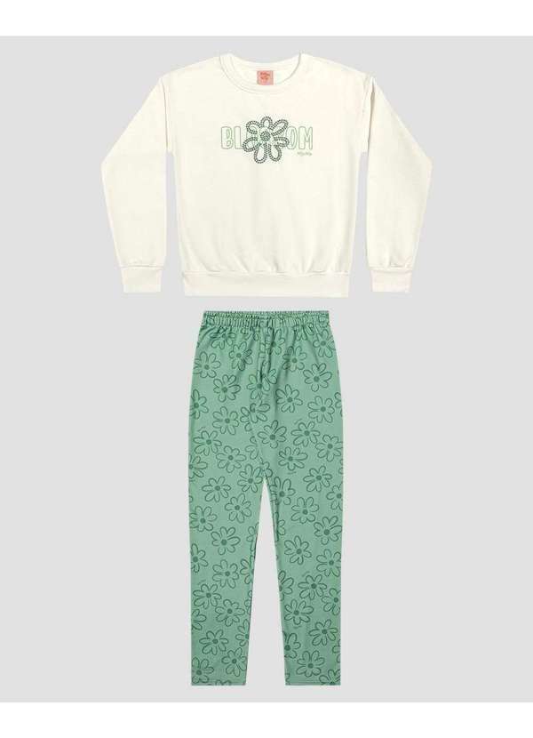 Conjunto Infantil Menina Blusão e Legging Floral Natural