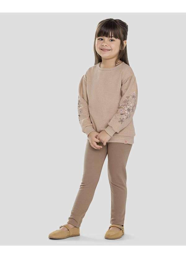 Conjunto Infantil Menina Blusão e Legging Marrom
