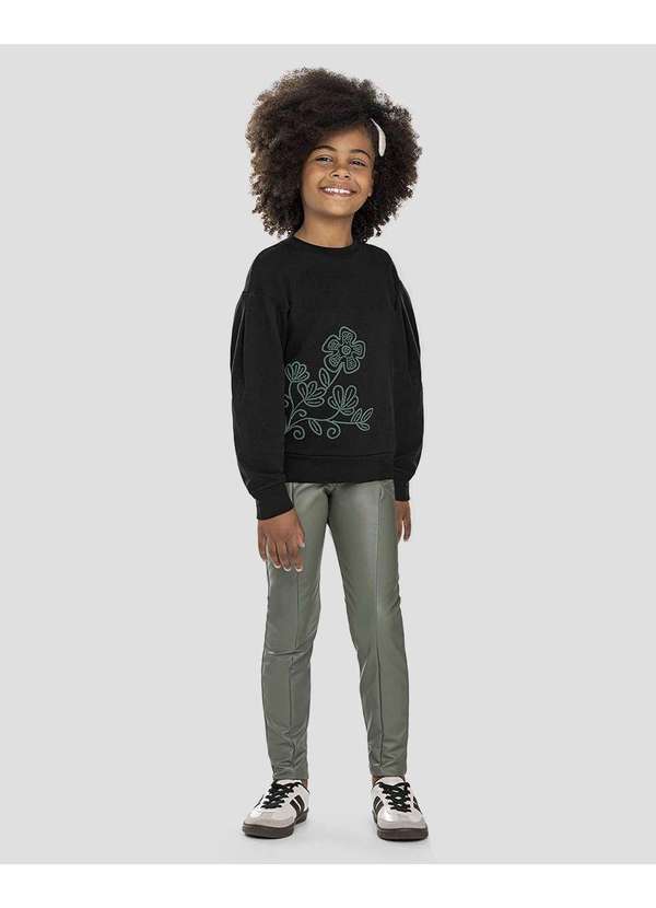 Conjunto Infantil Menina Blusão e Legging Montaria Preto