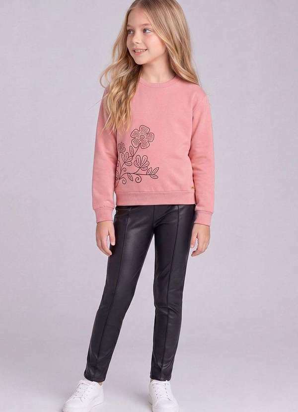 Conjunto Infantil Menina Blusão e Legging Montaria Rosa