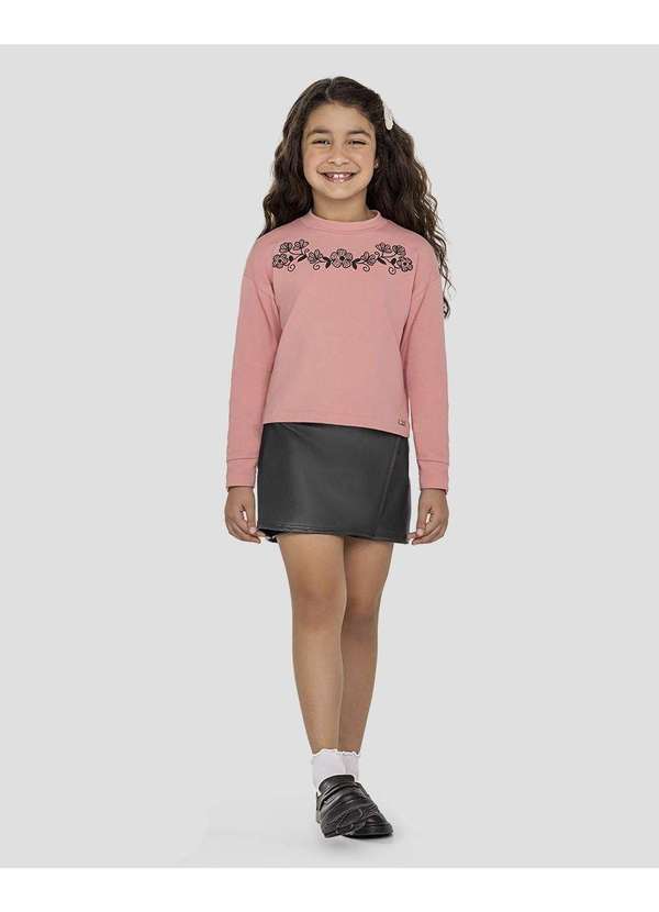 Conjunto Infantil Menina Blusão e Saia Montaria Rosa