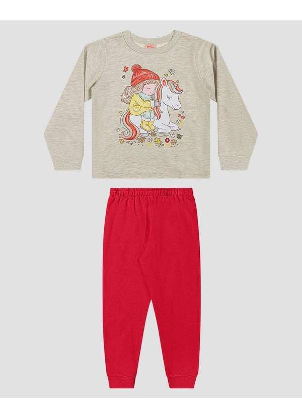 Conjunto Infantil Menina Blusão Unicórnio e Calça Mescla