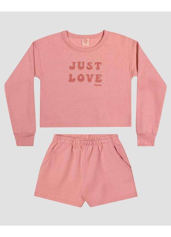 Conjunto Infantil Menina com Blusão e Shorts Rosa