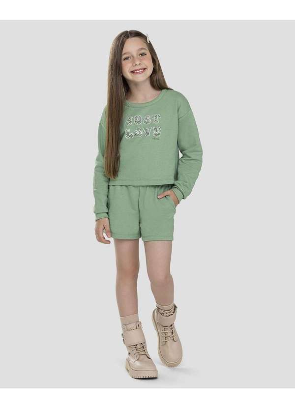 Conjunto Infantil Menina com Blusão e Shorts Verde