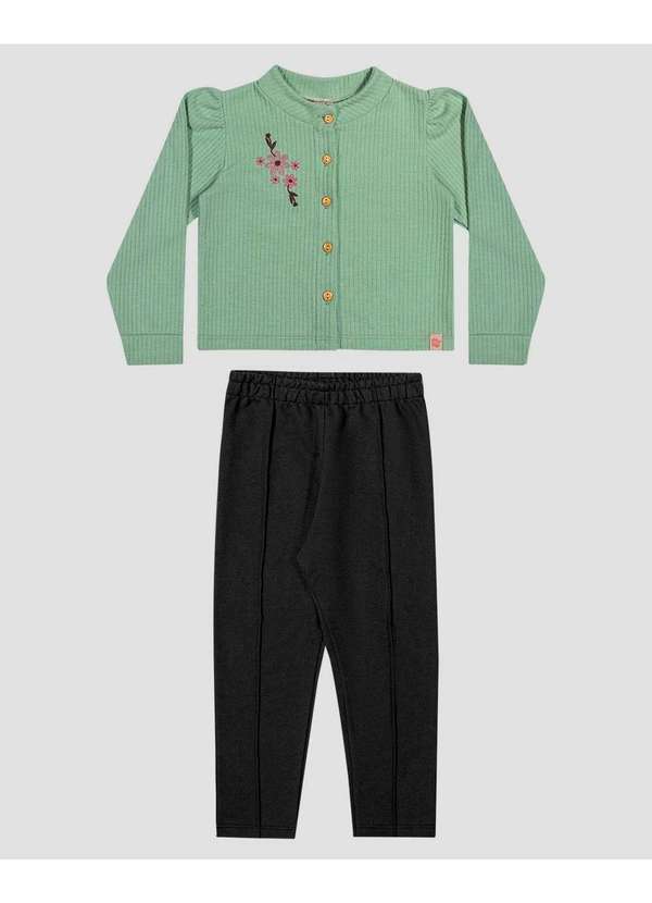 Conjunto Infantil Menina com Casaco e Calça Verde