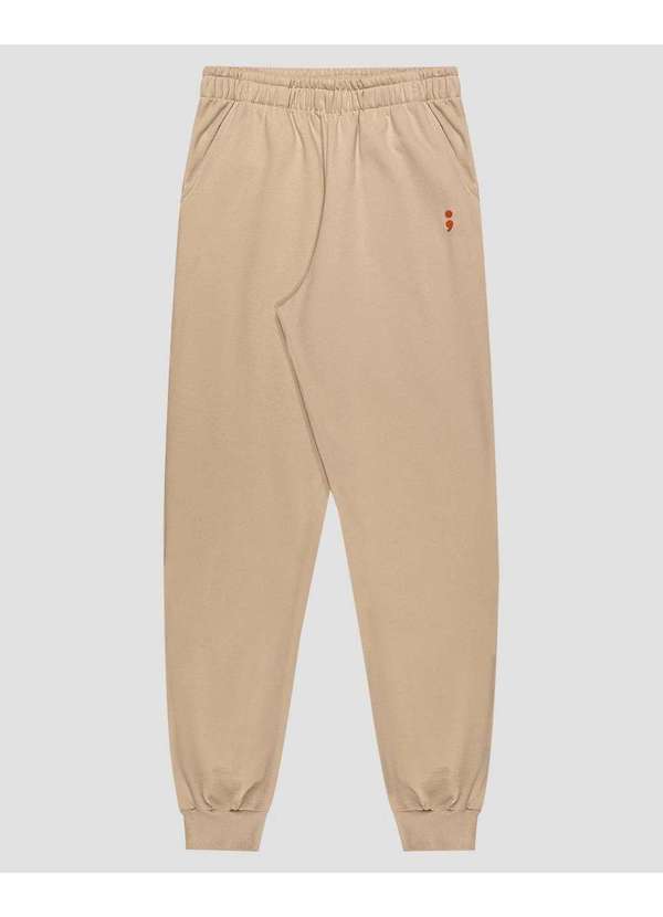Calça Jogger Juvenil Masculina em Moletom Bege