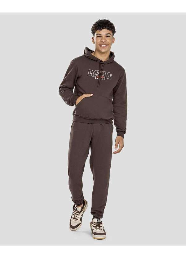 Calça Jogger Juvenil Masculina em Moletom Marrom