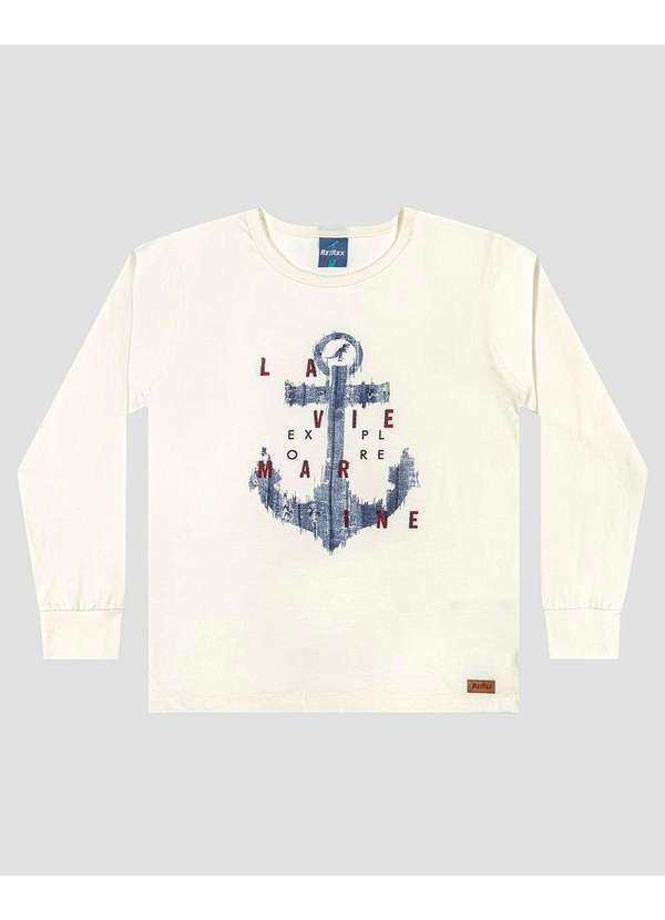 Camiseta Infantil Menino em Malha Manga Longa - Branco