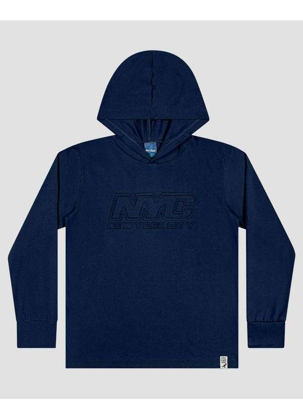 Camiseta Infantil Menino Manga Longa com Capuz Azul