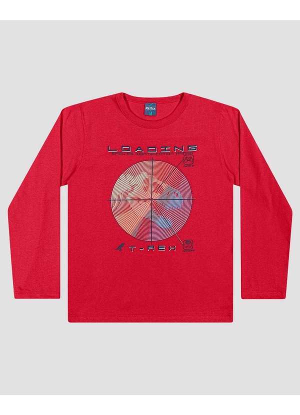 Camiseta Infantil Menino Manga Longa com Estampa Vermelho