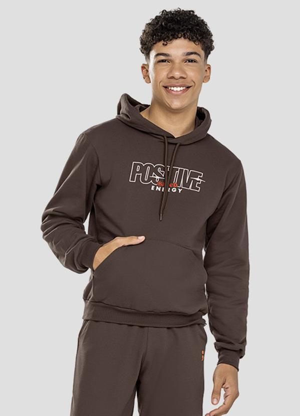 Blusão Juvenil Masculino em Moletom com Capuz Marrom