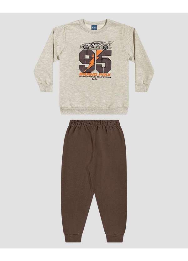 Conjunto Bebê Menino Blusão Estampa Carro e Calça Mescla