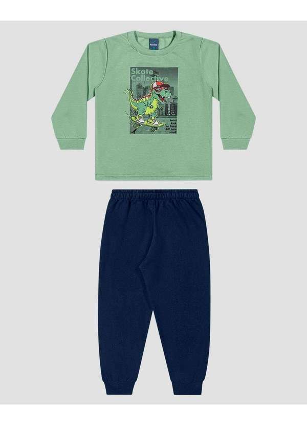 Conjunto Bebê Menino Blusão Estampa Dino e Calça Verde