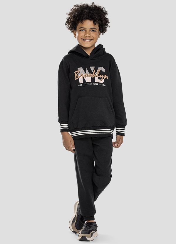 Conjunto Blusão com Capuz e Calça Preto