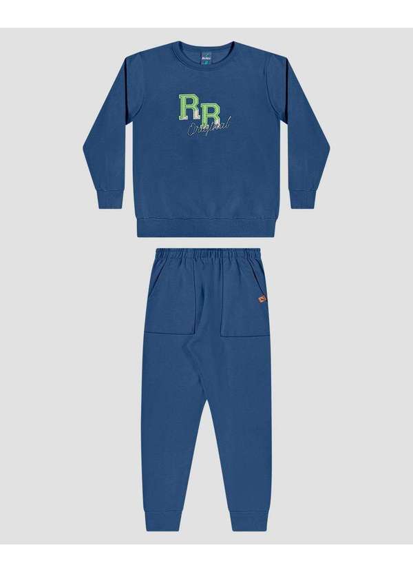 Conjunto Infantil Menino Blusão Bordado e Calça Azul