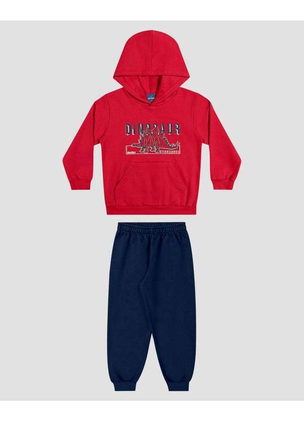 Conjunto Infantil Menino Blusão com Capuz e Calça Vermelho