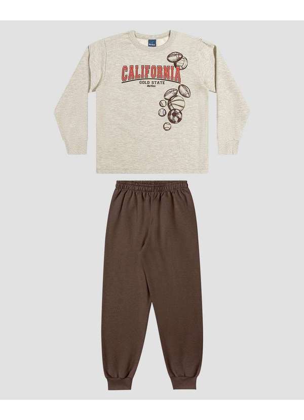 Conjunto Infantil Menino Blusão com Estampa e Calça Mescla