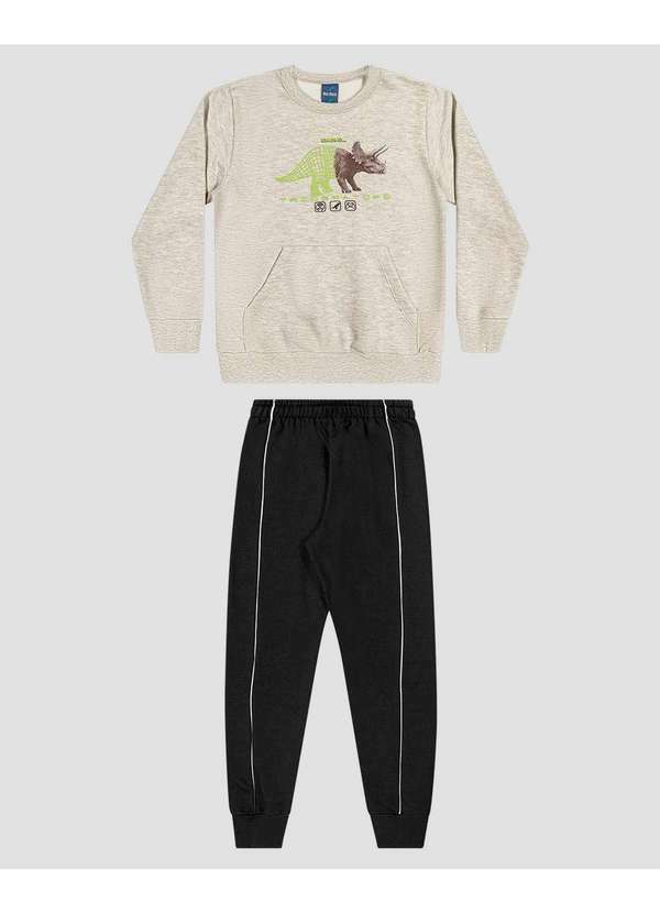 Conjunto Infantil Menino Blusão Dino e Calça Mescla
