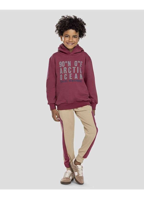 Conjunto Infantil Menino Blusão e Calça Bicolor Bordô